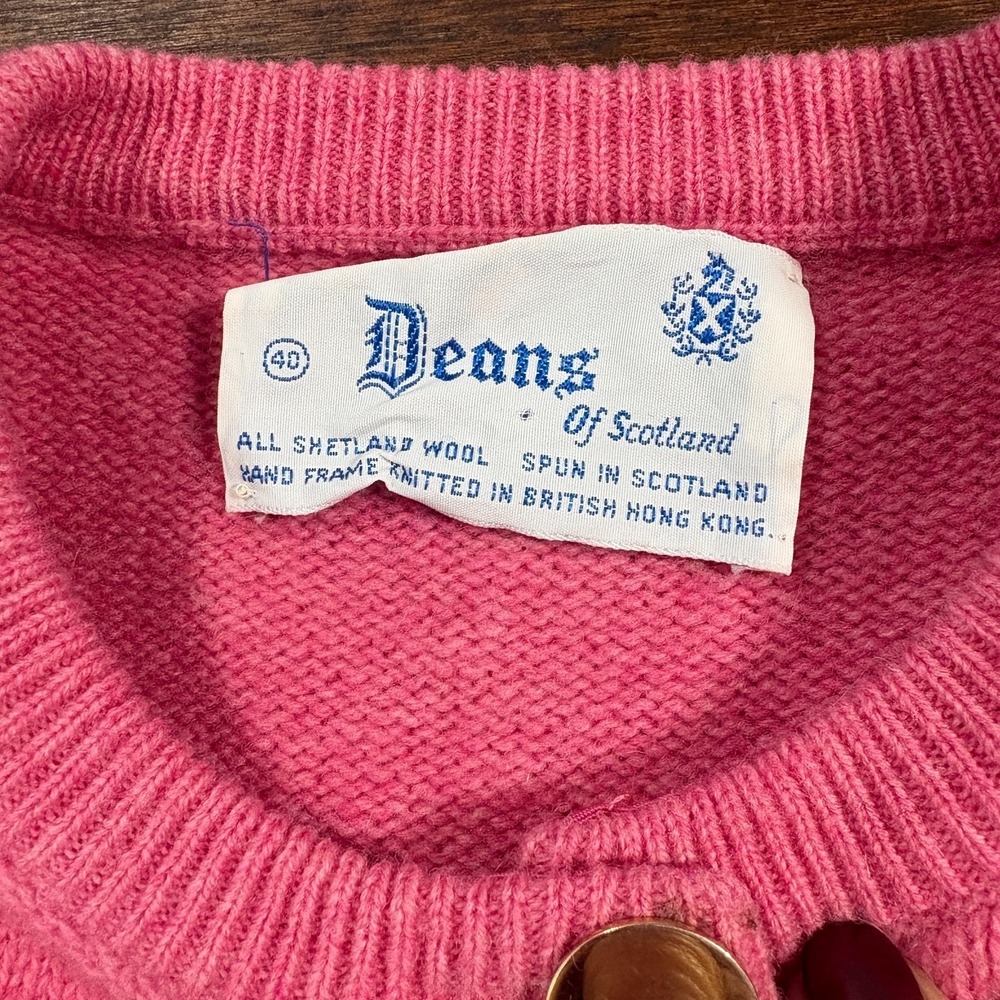 Vintage Deans of Scotland Shetland Wool Cardigan Size 40 (M) Preppy Boxy Classic - Picture 8 of 11